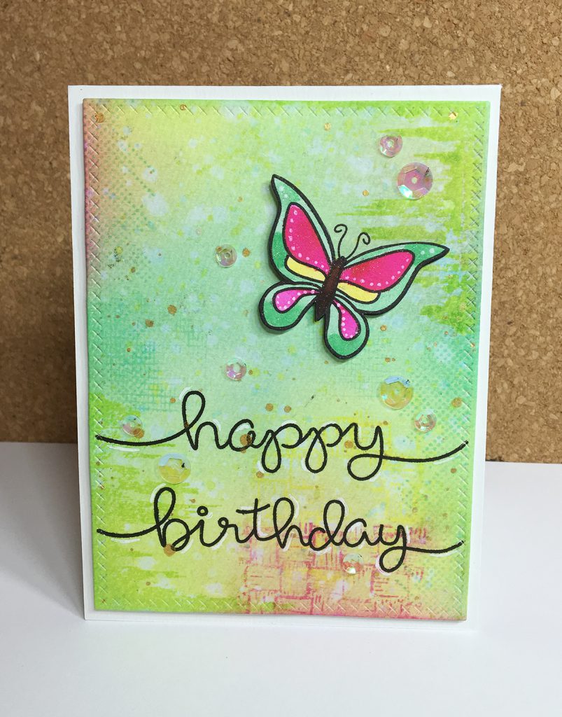 Maya Isaksson design in papers lawn fawn birthday butterfly